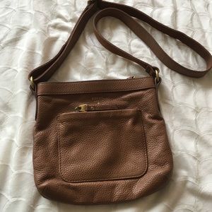 Fossil brown leather cross body bag